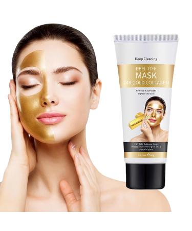 QEEROYO 24K Gold Peel Off Face Mask Gold Black Spot Mask For Cleansing Pores Removes Blackheads/Acne Firming Skin and Reducing Wrinkles Deep Hydration For All Skin 60g