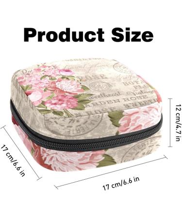 Menstrual Pad Bag with Zipper - Stylish Ladies Napkin & Tampons Pouch for Women & Girls - Garden Rose Design - Buy Online on GoSupps.com