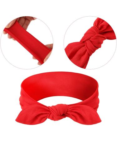 Headbands Boho Bow Bandana Knot Headwrap Retro Elastic Rabbit Ear Hairband for Girls and Women (6 Pieces Solid Color Style ) - Buy Online on GoSupps.com