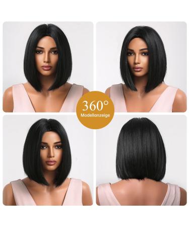 Testar 14 Inch Black Wig for Women - Short Heat-Resistant Bob Synthetic Hair | Glue-Free Everyday & Costume Wear - Buy Online on GoSupps.com