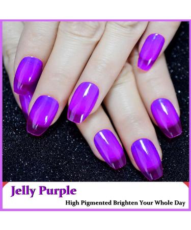Jelly Nail Polish - Transparent Purple Nail Polish - Breathable Neon Jelly Style Nail Varnish - Air Dry Vegan Base Natural Nail Polish Long Lasting Air Dry No Need UV Nail Art - Buy Online on GoSupps.com