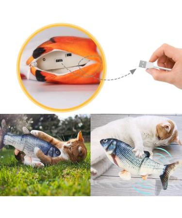 BangShou 2 Pieces Electric Moving Fish Cat Toy with Catnip - Interactive Realistic Flapping Wagging Fish for Kitten - Buy Online on GoSupps.com