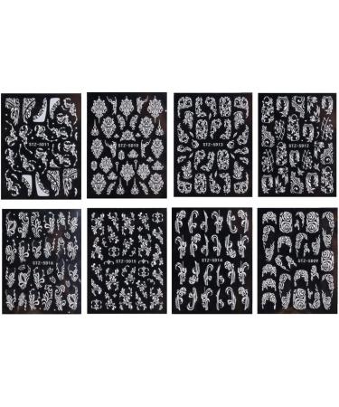 Flower Nail Stickers 5D Lace Engraved Nail Decal Self Adhesive Carving DIY Nail Art 7 Nail ornament Style 7 - Buy Online on GoSupps.com
