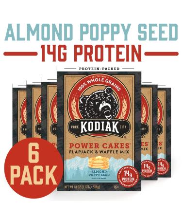 Kodiak Cakes Protein Pancake Mix - Almond Poppyseed 18oz (Pack of 6) - High Protein Flapjack & Waffle Mix - Buy Online on GoSupps.com