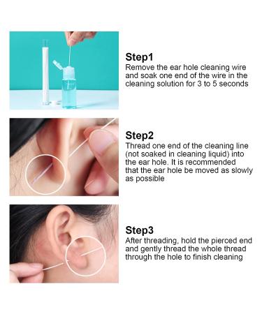Ear Hole Cleaning Kit - 25ml Minty Fragrance Solution, 70pcs Cleaner Thread - Piercing Aftercare & Sterilization - Buy Online on GoSupps.com