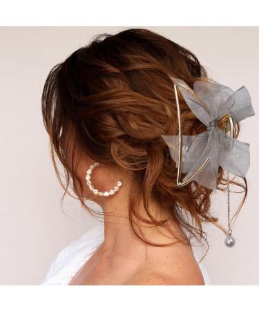 Elegant Butterfly Hair Clip with Pearl Pendant Tassel for Women & Girls - Large Metal Hair Accessory for Brides | B03-Butterfly - Buy Online on GoSupps.com