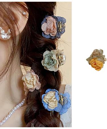 Dried Flower Hair Claw Clip Spring Hair Barrette Anti-slip Chin Clip Camellia Hair Claw Ponytail Holder Women Hat Hair Claw Clip For Girls Blue - Buy Online on GoSupps.com