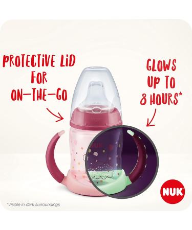 NUK First Choice Sippy Cup Night Pink Glow-in-the-dark | 6-18 Months | 150 ml | Leak-Proof & Anti-Colic | BPA-Free - Buy Online on GoSupps.com