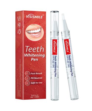 Teeth Whitening Pen(2 Pcs)  Teeth Stain Remover to Whiten Teeth 20+ Uses  Effective  Painless  No Sensitivity  Travel-Friendly  Easy to Use  Beautiful White Smile  Red  2 Count (Pack of 1)