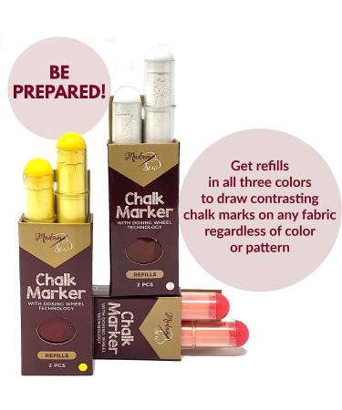 Madam Sew Chalk Fabric Marker for Sewing, Quilting & Crafting - White Tailors Liner Pen with Dosing Wheel Technology - Creates Consistent Erasable Lines - Works on All Fabrics - Buy Online on GoSupps.com