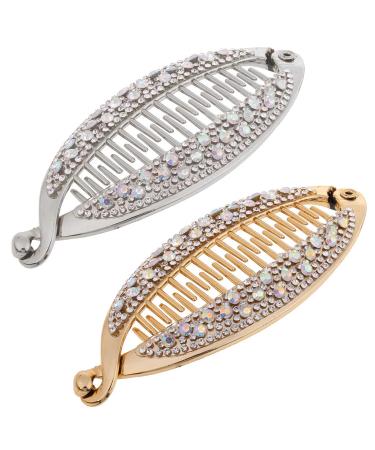 2 Pieces/set Vintage Large Hair Clip Women Curly Combs Tool Barrettes Fishtail Clip Ponytail Holder
