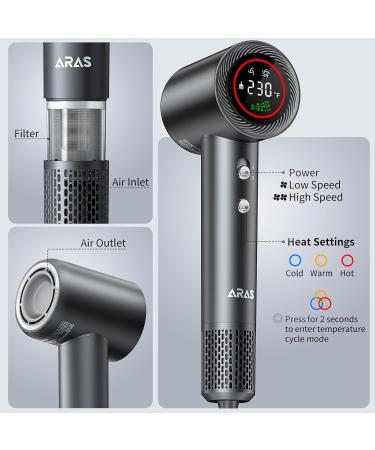 Buy Negative Ionic Hair Dryer - 140 000 RPM Professional Blow Dryer | Fast Drying Low Noise Brushless Motor | International Shipping Available - Buy Online on GoSupps.com