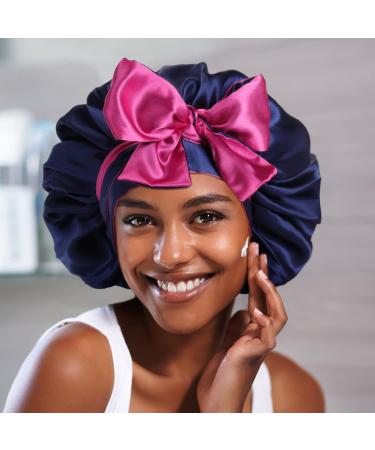 WEIPAO Silk Satin Bonnet - Large Reversible Hair Wrap for Curly Hair - DarkPurple/LightPurple - Buy Online on GoSupps.com