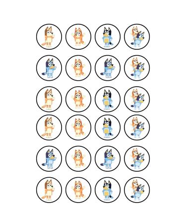 24 x Pre-Cut Blue Dog Edible Stand up Wafer Paper Cupcake Toppers Cake Decorations Birthday Party Blue Dog