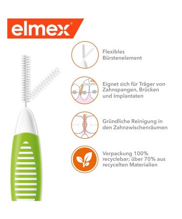 Buy Elmex Interdental Brush Green Size 5 (0.8mm) - 8 Pack | Best for Cleaning Medium Spaces Between Teeth | International Shipping Available - Buy Online on GoSupps.com