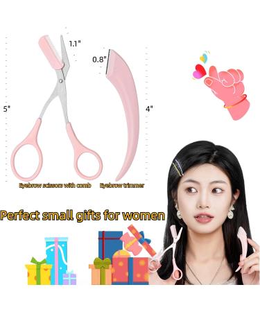 6 Piece Stainless Steel Eyebrow Trimmer & Scissors Set - Pink Makeup Tool for Men & Women - Perfect Eyelash & Hair Grooming - Buy Online on GoSupps.com