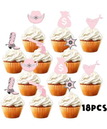 18pcs Pink Glitter Dessert Cupcake Topper Let s Go Girl Theme Decor Supplies Girl Woman Happy Birthday Party Decorations - Buy Online on GoSupps.com