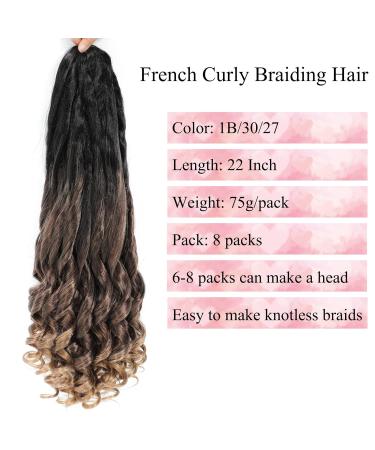 French Curly Braiding Hair 22 inch 8 Packs Pre stretched Crochet Braids | Natural Black Synthetic Hair Extensions for Black Women - Buy Online on GoSupps.com