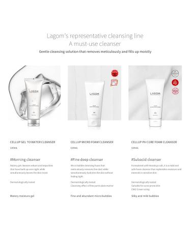LAGOM Cellup pH Cure Foam Cleanser | Natural pH 5.5 Gentle Facial Wash for Sensitive Dry & Oily Skin | Alcohol-Free Hydrating Cream 120ml - Buy Online on GoSupps.com