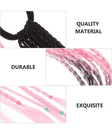 Ponytail Women's Hairstyle Decor Dreadlock Wig for Kids Kid Hair Ties Curly Wig Twist Bohemian Body Hair Accessory Hairpiece Passion Headband Hair Rope Hair Piece Child Braid Silk Black Pink - Buy Online on GoSupps.com