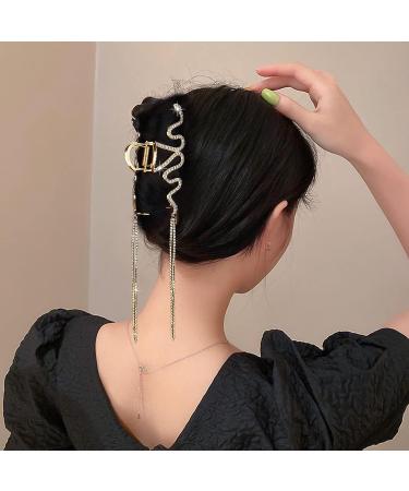 BSRESIN Snake Hair Clip for Women - Gold & Silver Metal Claw Clip with Rhinestone Diamond Accents - Hair Accessories (2 PCS) - Buy Online on GoSupps.com