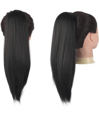 FESHFEN Straight Drawstring Ponytail Extension 16 Inch Natural Black (Pack of 1) - Clip in Ponytail Extension for Women - Synthetic Long Ponytail Hairpieces for Girls - Buy Online on GoSupps.com