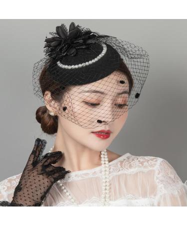 AJTUTUS Delicate Pearl Hat Net Yarn Hair Clips Cute Halloween Cosplay Hair Holder Medieval Party Costume Headwear for Girl - Buy Online on GoSupps.com