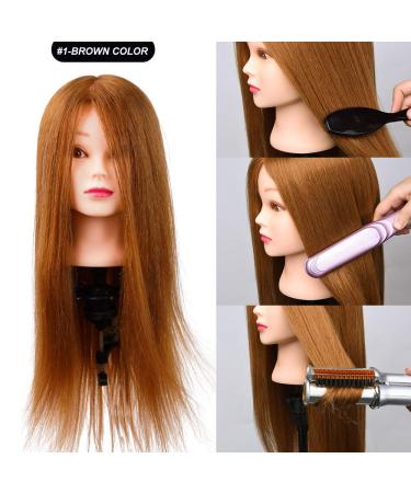 Real Hair Hairdressing Head - 56 cm | 80% Real Hair with Clip & Steel Comb for Perfect Styling - Buy Online on GoSupps.com