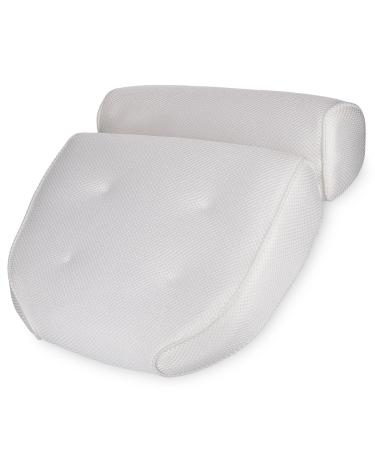 Navaris Bath Pillow Large Anti-Slip Cushion for Head Neck Shoulders - Hot Tub Home Spa Relaxation 4 Suction Cups Eco-tex Standard 100 - White