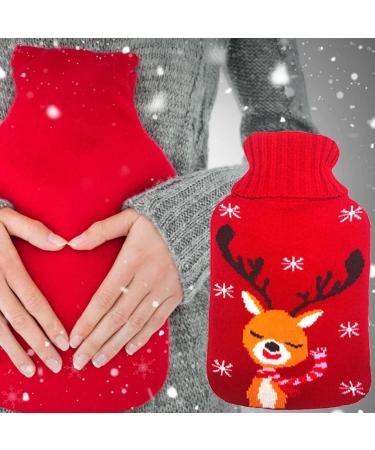 Kripyery 1000 ml Christmas Moose Pattern Hot Water Bottle - Ideal for Cold & Hot Compresses Perfect for Neck Shoulder Back Hands Legs & Waist Relief | International Shipping Available - Buy Online on GoSupps.com