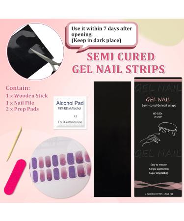 Semi Cured Gel Nail Polish Strips 20Pcs Glitter Gel Nail Stickers Long Lasting Purple Fireworks Design Semi Cured Gel Nail Wraps Work with Any Nail Lamps Easy to Apply & Remove Purple Glow & Fireworks - Buy Online on GoSupps.com