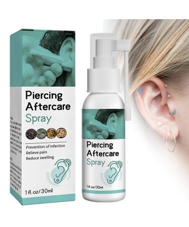 Bvizyelck Body Piercing Care Spray - 30ml Cleaning Solution to Shrink Bumps Saline Spray Soothing Mist for Piercings Cleans & Soothes Keloid Lumps Ears & Nose