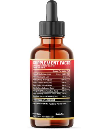 MILIVOL 9in1 Moringa Liquid Drops with Ginger Root, Ceylon Cinnamon, Ashwagandha Root, and Bitter Melon - Supplement for Women and Men - 1 FL Oz - 60 Day Supply - Buy Online on GoSupps.com