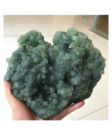 Natural Crystal Rough Natural Raw Green Prehnite Quartz Crystal Specimens Rough Grape Stone Agate Ore Folk Collectibles Decoration (Size : 1.6-1.8kg)