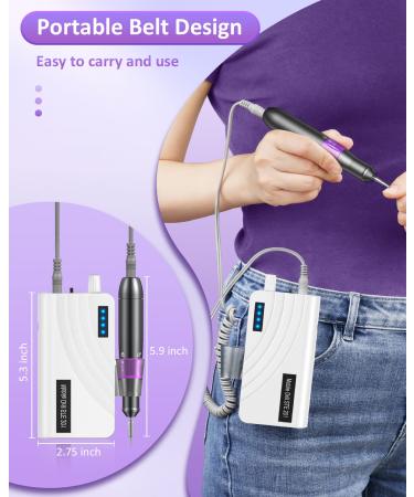 35000 RPM Electric Nail Drill Machine for Acrylic Gel Nails - Portable Professional Tool for Manicure Pedicure - Purple - Buy Online on GoSupps.com