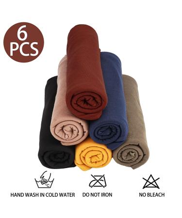 6-Piece Stretch Head Wrap Hair Scarf Set for Black Women - Soft, Breathable Turban Knit Headwraps in Solid Colors - Buy Online on GoSupps.com