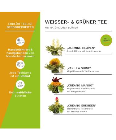 Creano 4 Tea Flowers Gift Box - Premium White & Green Tea Cup Set for International Shipping - Buy Online on GoSupps.com