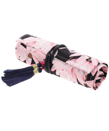 COHEALI Knitting Needles Case Crochet Hooks Storage Bag Knitting Needles Holder Weave Knitting Needles Tools Pouch Organizer for Carrying Travel Pink 39.5X18cm