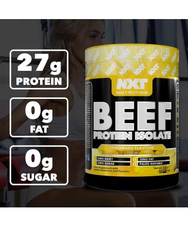 NXT Beef Protein Isolate 540g - High Protein Powder in Natural Amino Acids - Paleo Keto Friendly - Dairy and Gluten Free | 540g | Lemonade - Buy Online on GoSupps.com