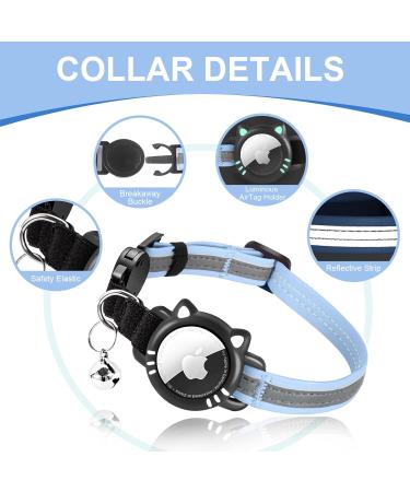 Agoumlux Reflective Cat Collar with Bell - Adjustable Breakaway Neck Band for XS Cats (17.5-23 cm) - Bright Blue - Buy Online on GoSupps.com