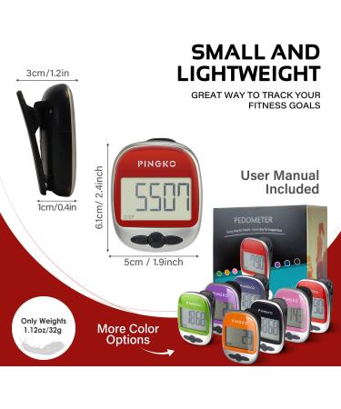 PINGKO Multi-Function Portable Sport Pedometer - Accurately Track Steps, Distance, Calories - Red - Buy Online on GoSupps.com