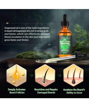 Beard Growth Oil - 2X Biotin Conditioner for Men | Softens Moisturizes & Strengthens Mustaches - Natural Argan & Jojoba Oil - 2 Fl. Oz - Sandalwood Scent - Buy Online on GoSupps.com