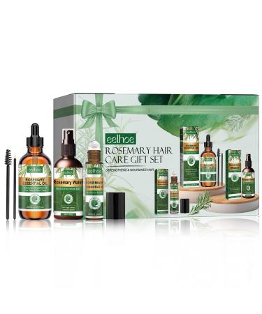 Rosemary Essential Oil 3-Piece Gift Set: Pure Organic Growth Treatment Water Spray for Dry Scalp and Hair Loss