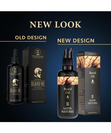 Organic Beard Oil for Men - 100ml Vegan Care Product with Argan, Almond Oil & Vitamin E - Promotes Beard Growth - Ideal Daily Beard Care Gift - By Satin Naturel - Buy Online on GoSupps.com