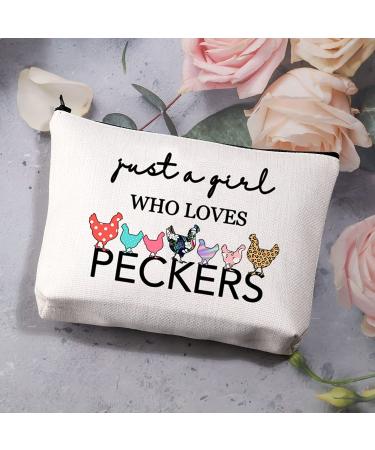 BDPWSS Chicken Lover Gifts: Funny Chicken Lady Makeup Travel Bag for Women - Just a Girl Who Loves Peckers - Buy Online on GoSupps.com
