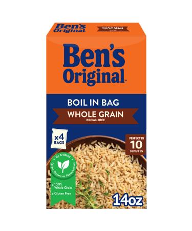 BEN'S ORIGINAL Whole Grain Brown Rice, Boil in Bag Rice, 14 oz Box (Pack of 12)