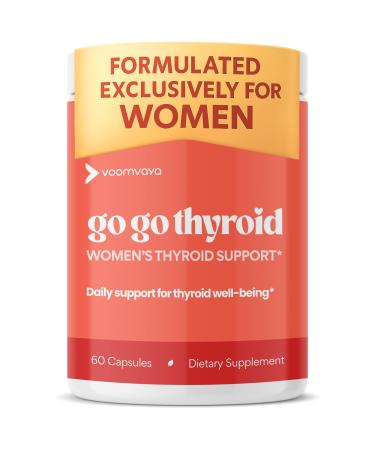 VoomVaya Go Go Thyroid - Thyroid Support for Women 30+ - Female-Focused Hormonal Balance & Thyroid Supplement with Iodine, Selenium & L Tyrosine - 3rd Party Tested - 60 Capsules