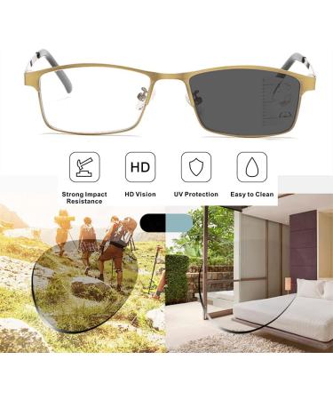Zukky Multifocus Reading Glasses for Men & Women - Anti-Blue Light Semi-Metal Frame Gold (Size: 3.5x) - International Shipping Available - Buy Online on GoSupps.com