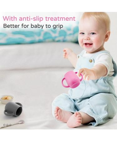 Silikong Tiny Cups (2 oz) for Toddlers - 100% Food-Grade Silicone | Baby Led Weaning Tools - 2 Pack (Pink/Gray) - Buy Online on GoSupps.com