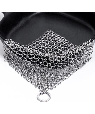 Amagabeli Cast Iron Cleaner 8x6 Rectangle Metal Scrubber | 316 Premium Stainless Steel Chainmail Scrubber for Cast Iron Pans CS03 - Buy Online on GoSupps.com